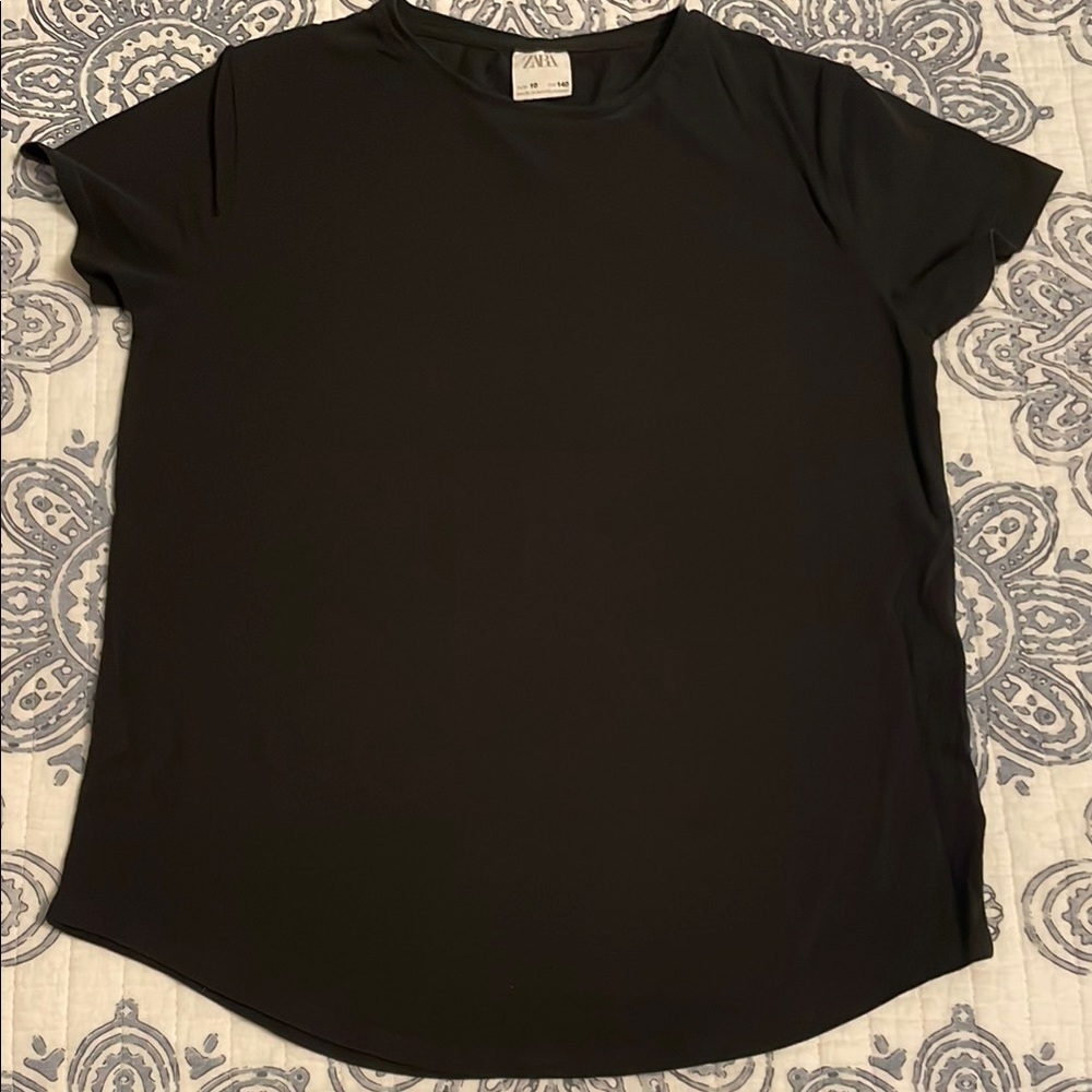 Zara Girl’s Black Short Sleeve Top NWOT